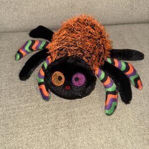 2019 HTF Rare Gitzy Halloween Spider Orange Black Plush Stuffed Animal Toy 8"EUC